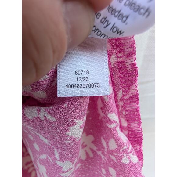Lauren Conrad Womens Tie Front Mini Dress Sz 2X Pink Spotty Blossom Peasant - Picture 4 of 8